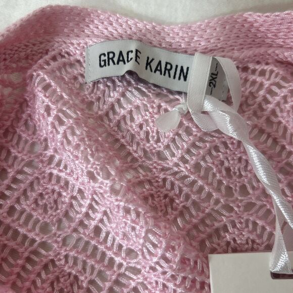 Grace Karin Open front Pink cardigan sweater 2XL - Picture 9 of 11